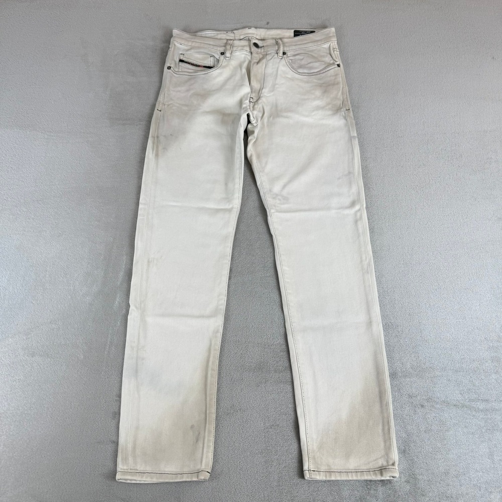 Diesel D-Strukt Slim Straight Jeans Mens 30x30 White Denim Distressed Stretch